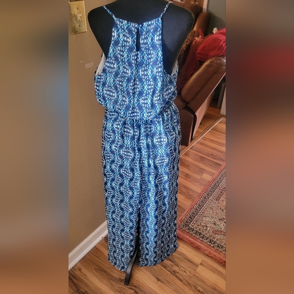 Lily Rose Blue, White, Turquoise blend Maxi Dress with Braided belt - Picture 5 of 10